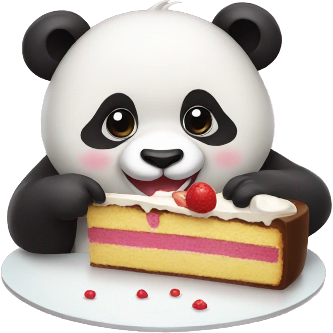 Panda, eating a cake emoji