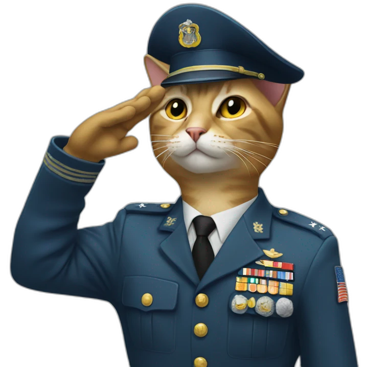 cat giving a military salute emoji