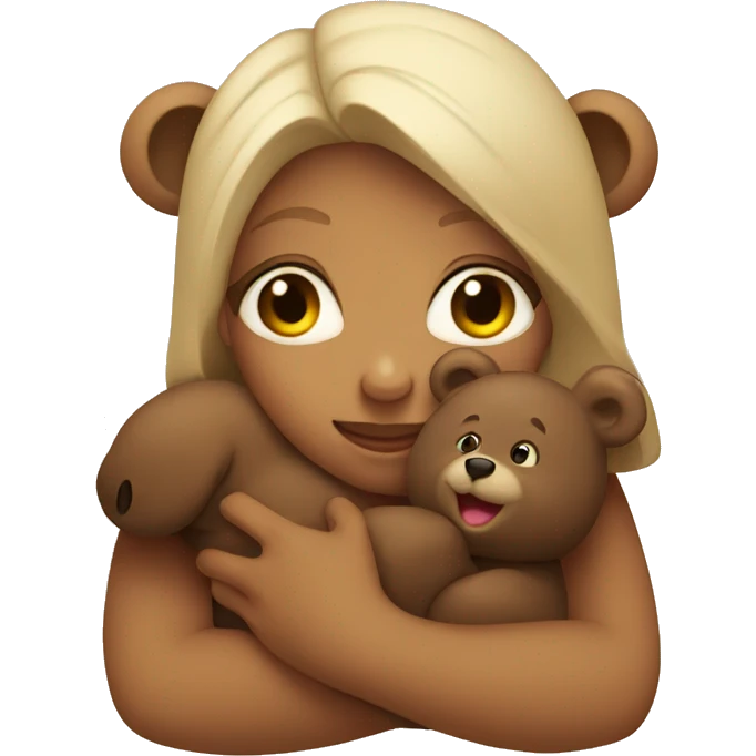 Girl hugging bear emoji