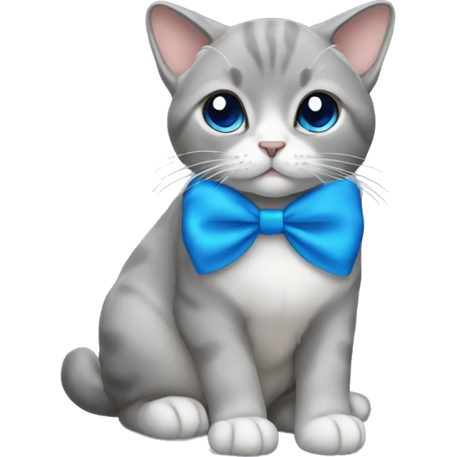 gray lop-eared cat with a blue bow emoji
