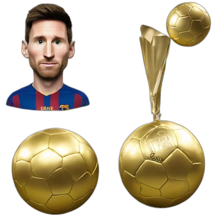 Lionel Messi avec un ballon d'or emoji