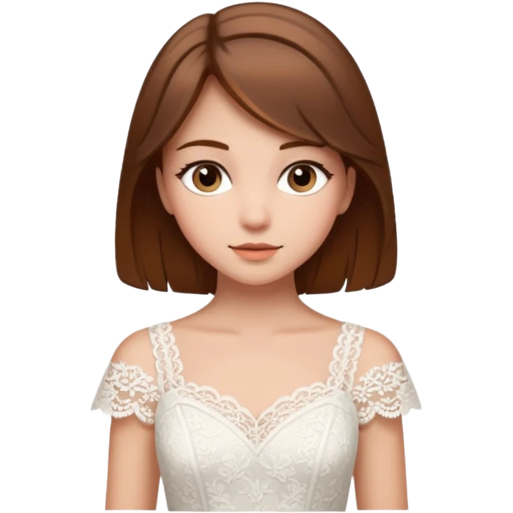 a middle brown hair girl with elegant white dress emoji