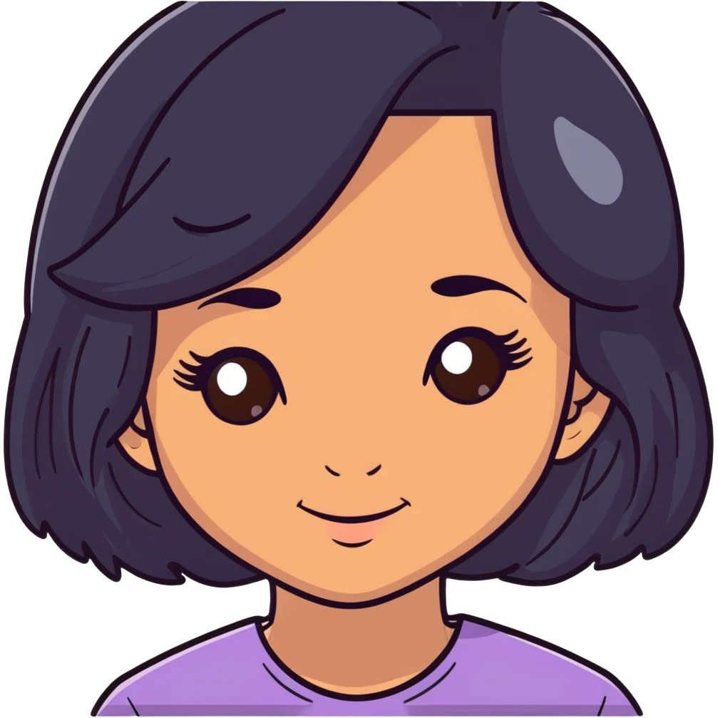 pretty girl with long black hair, button nose, brown eyes, dark skin, pretty makeup and lashes emoji