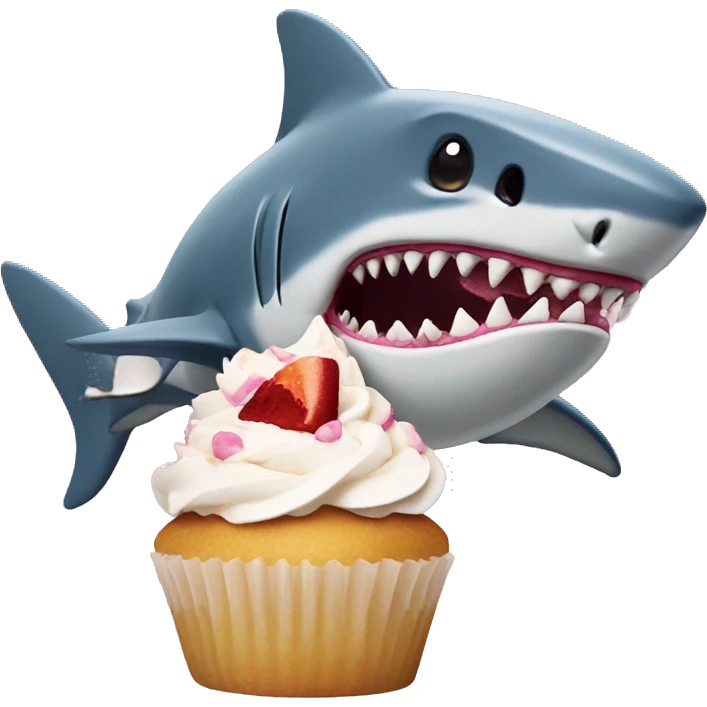 shark eating cupcakes emoji