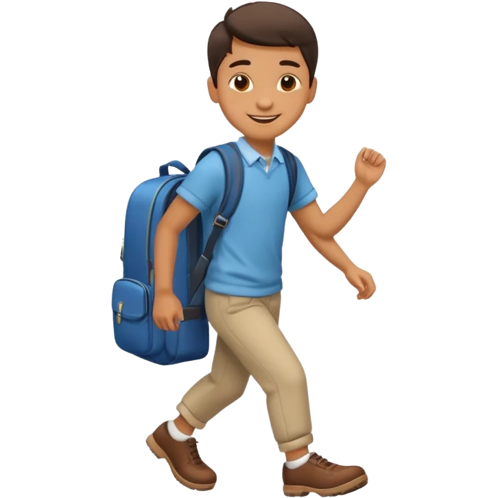 emoji of a boy with a school bag stepping emoji