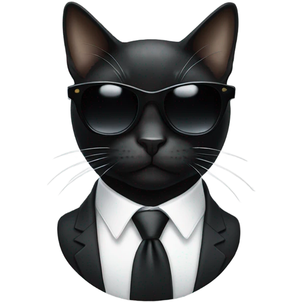 black cat with white tie and black sun glasses emoji