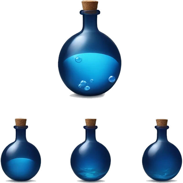 magic sphere glass bottle dark blue water emoji