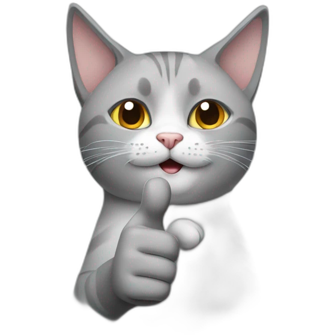 a gray cat saying it's ok with a big thumbs up on his hand emoji