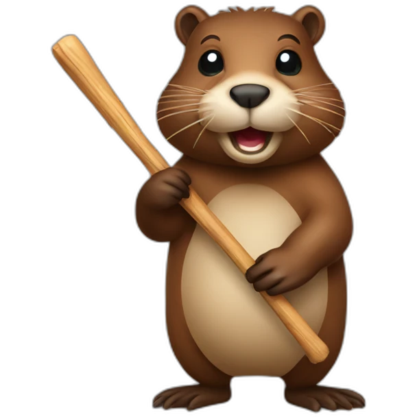 beaver with wood stick  emoji