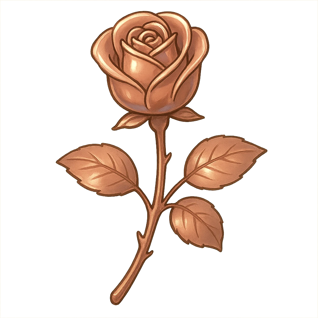 rose gold object, metallic, soft pink, minimal background emoji