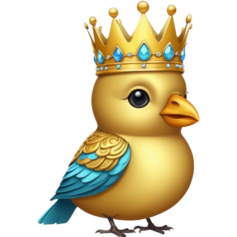 bird with crown and big earrings single vibrant colour  emoji