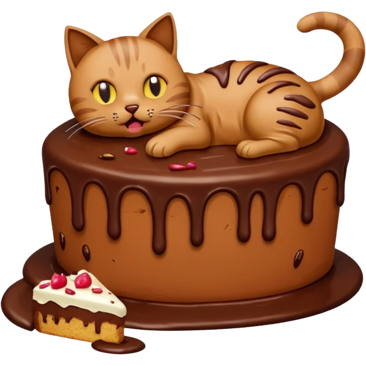 Cat vomiting because of eating cake emoji