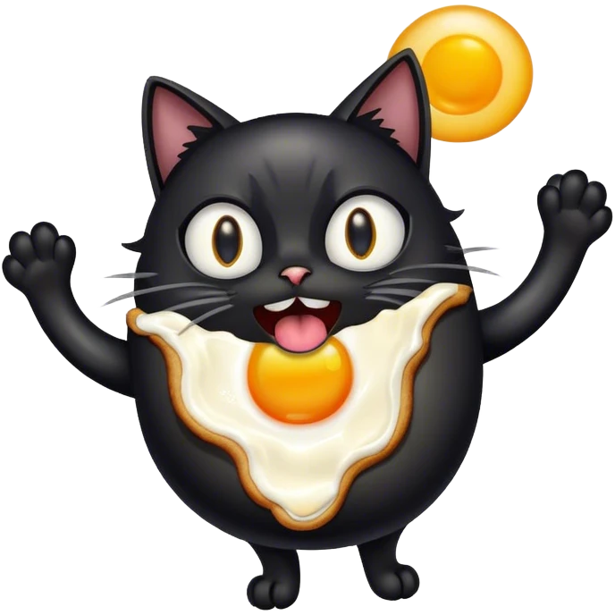 черный кот с яичницей на шее кричит  emoji