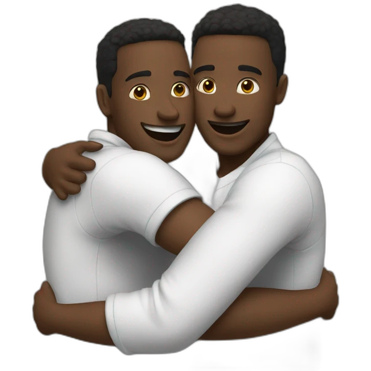 two whithe guys hugging emoji