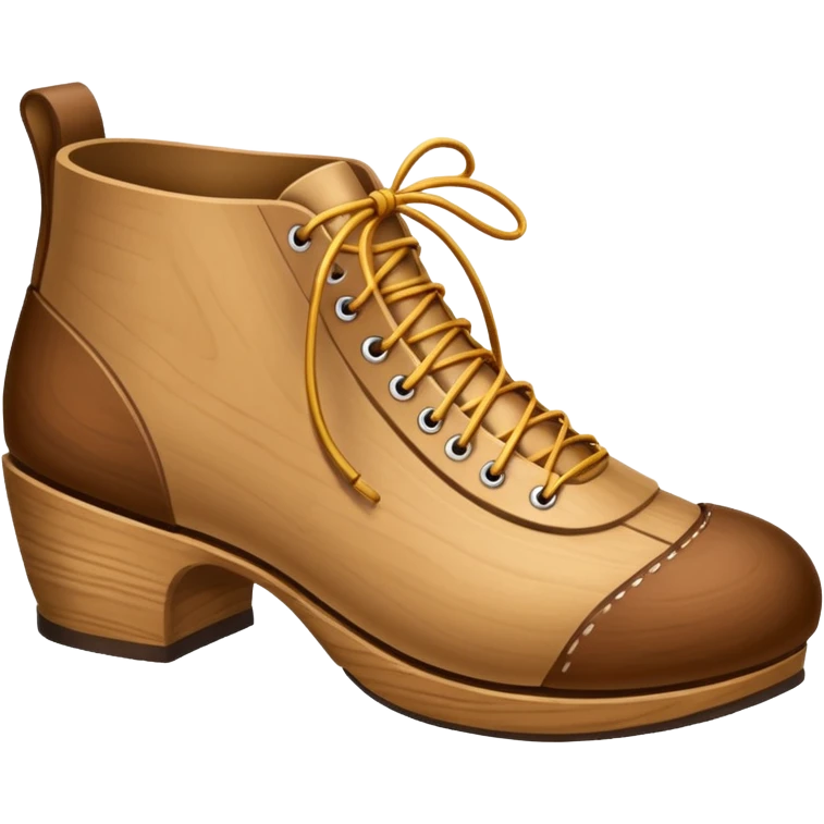 Un zapato de madera estilo Polonia . El zapato está tallado a mano. Pero de madera  peo que no tenga cordón para desatar emoji