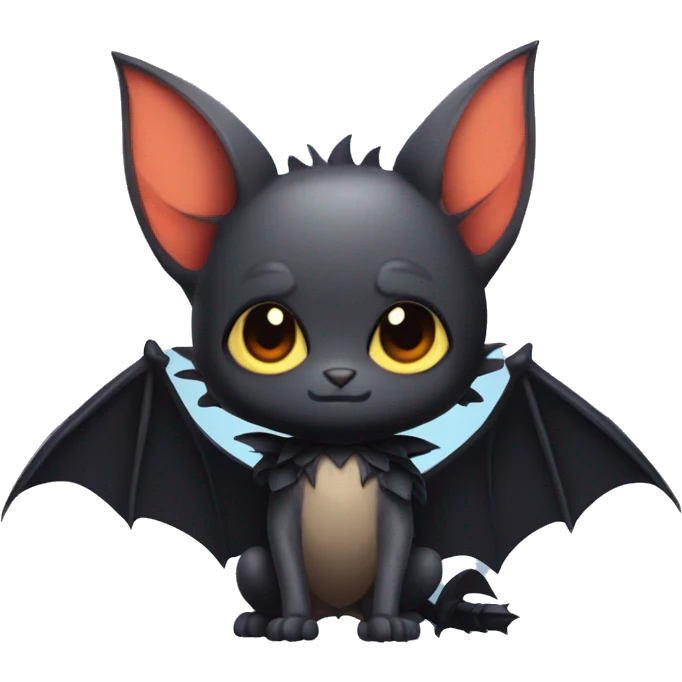  Kawaii Edgy Cool Beautiful Bat-Nargacuga-Litten with big Bat Ears full body emoji
