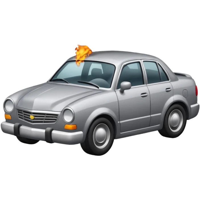 crashed car with smoke emoji