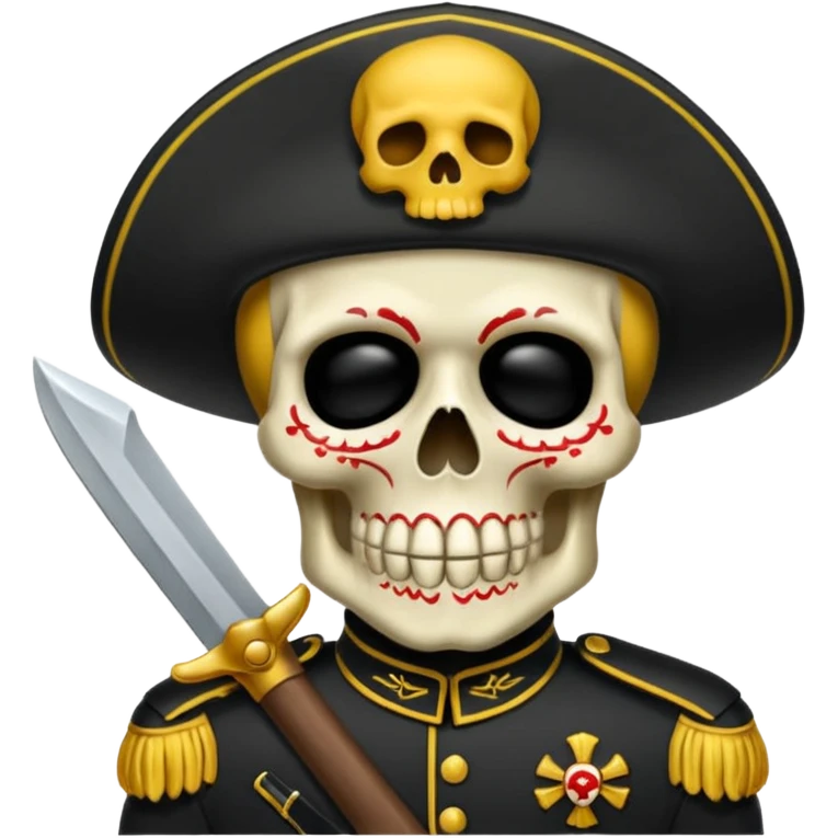 Una calavera 💀 soldado 🪖 mordiendo una bala en su boca emoji