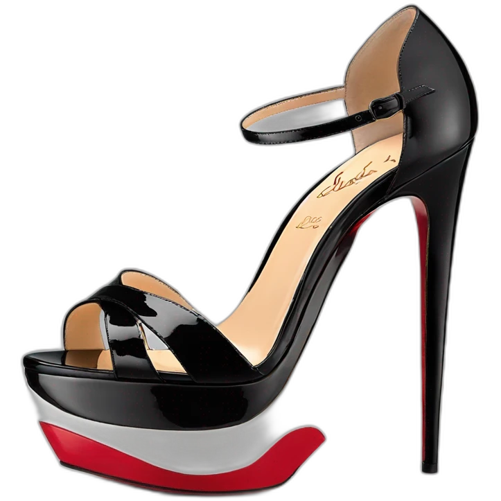 Platform wedges black louboutin sandal patent emoji