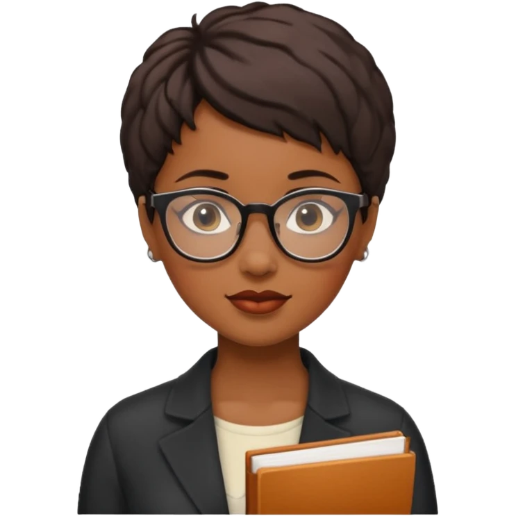 Black female author with short hair and glasses  emoji