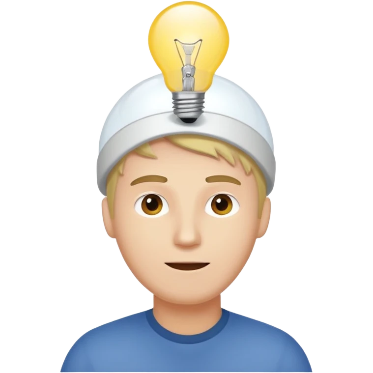 white man with light bulb over head, came up with idea emoji