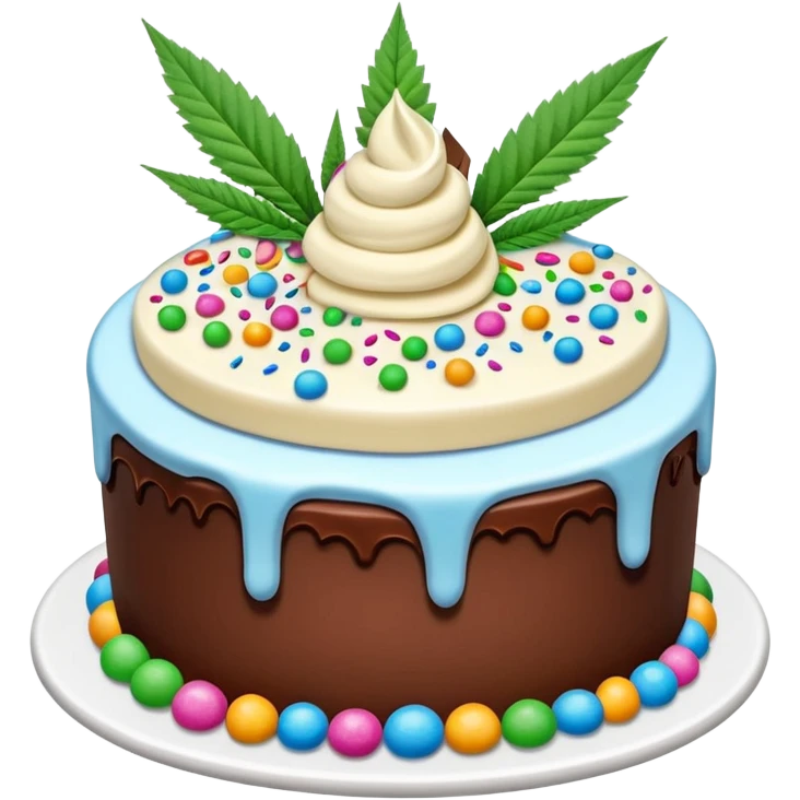 frozen ice cream cake dessert with cannabis leaf emoji