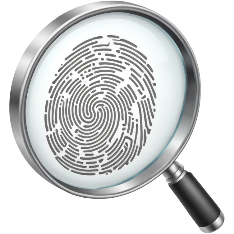 magnifying glass examining a fingerprint emoji