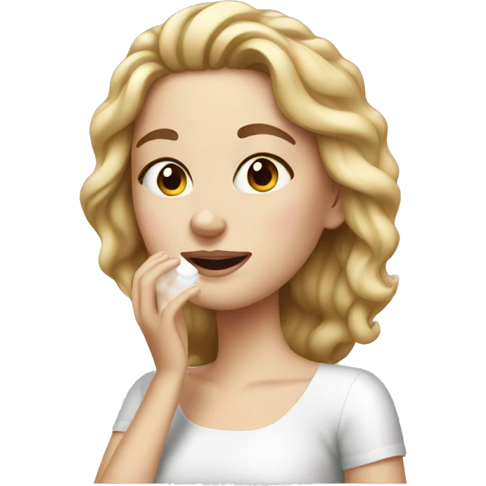white girl applying cream on face emoji