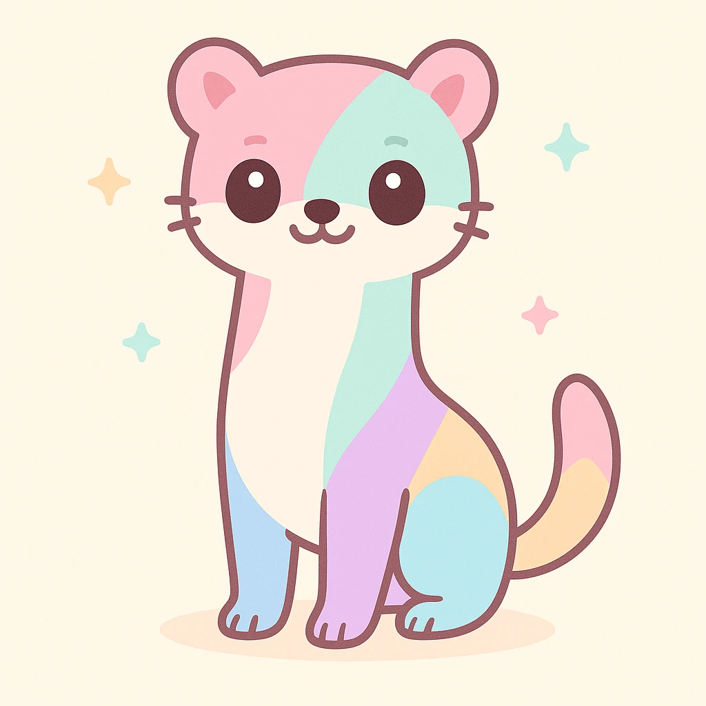 a stoat with rainbow fur, standing confidently, cheerful, LGBTQ+ representation emoji