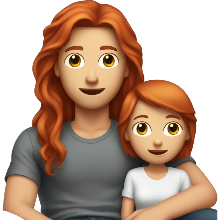 Red haired girl sitting on brunette guys lap emoji