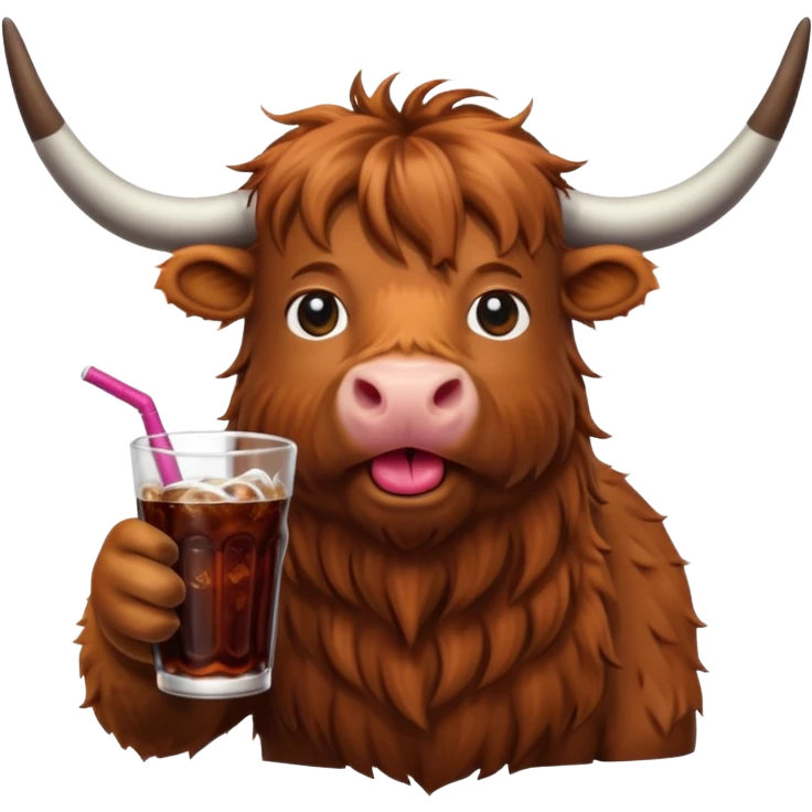 Highland cow drinking Dr Pepper emoji