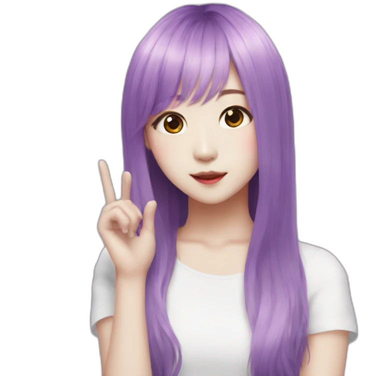 Moonbyul-purple-hair-saying hello emoji