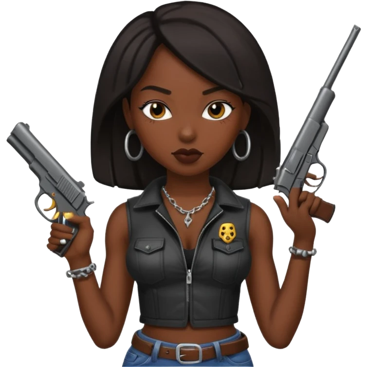 A sexy black female gang member with a gun emoji