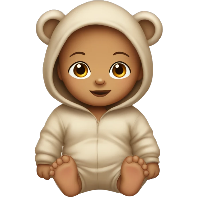Light skinned baby wearing a bear onesie emoji