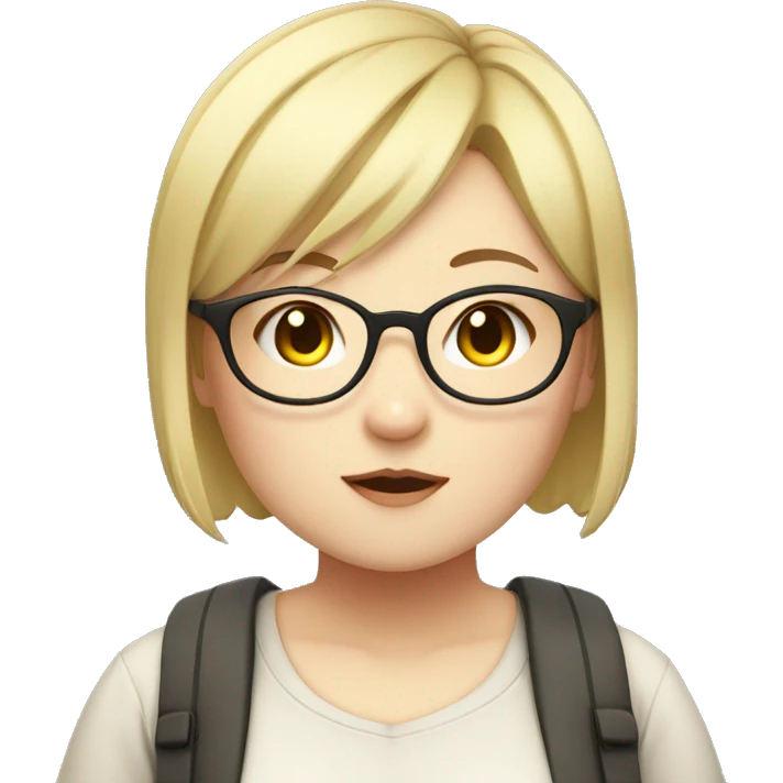 Chubby anime girl with glasses and short blonde hair emoji