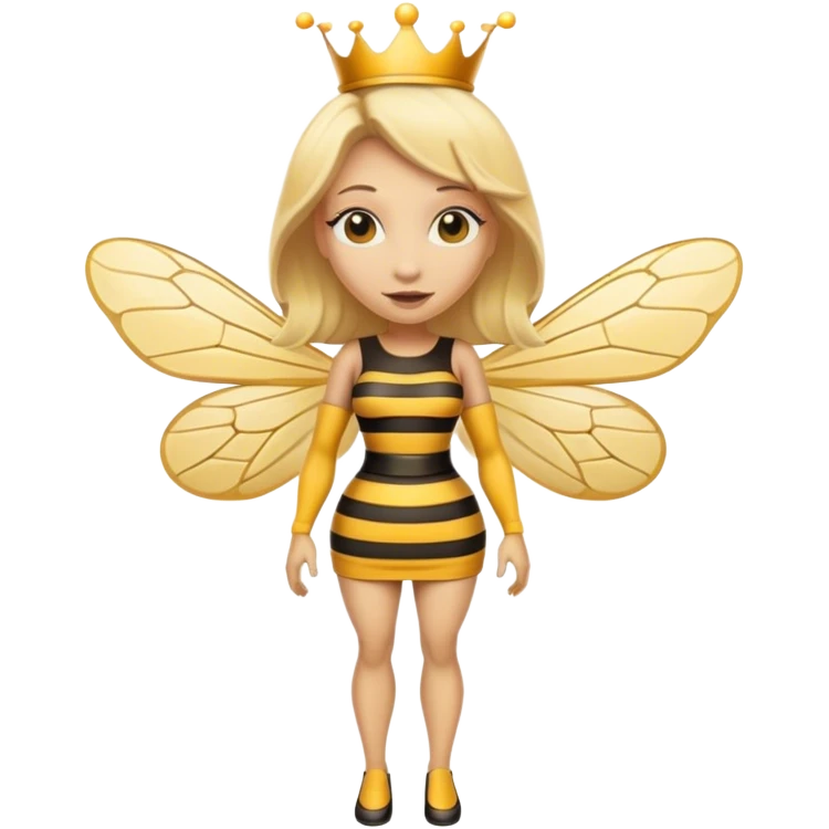 Full Body medium size Queen bee woman with  blonde hair and big nose emoji