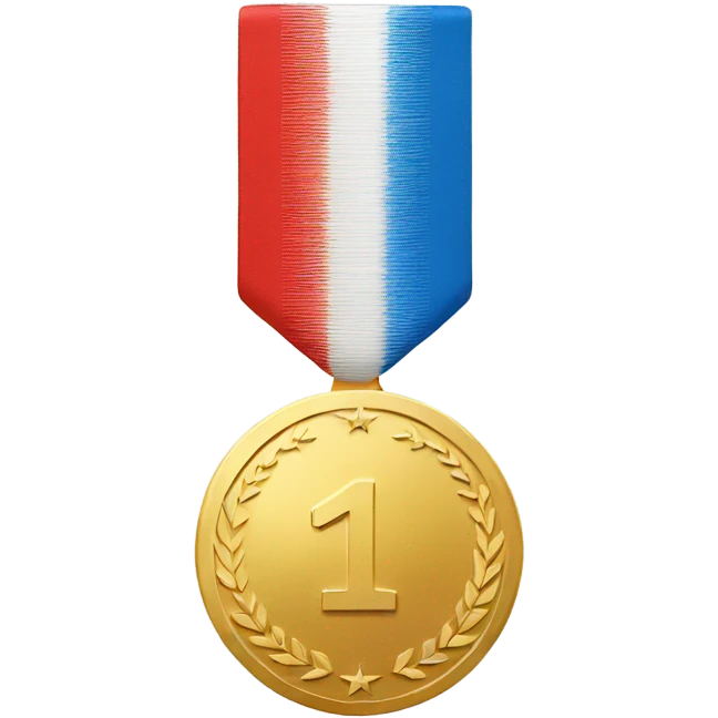 Gold medal with number one on it, no other text emoji