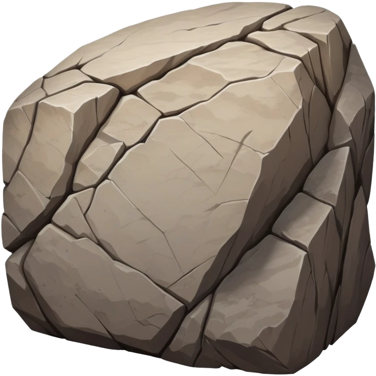 A large, rough rock or boulder with uneven surfaces and natural cracks. The texture is rugged and earthy, in shades of gray or brown, symbolizing strength, stability, and nature emoji