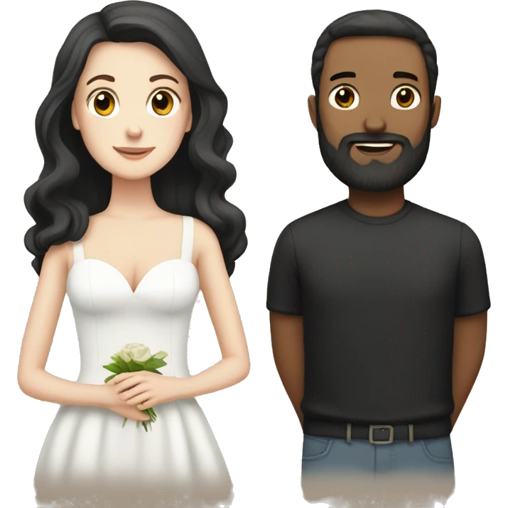Married couple white Girl with Brown hair and white man with black hair und black beard  emoji