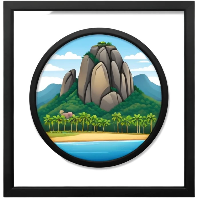 cinematic-realistic-guatapé-rock-emoji colombia in a picture frame emoji
