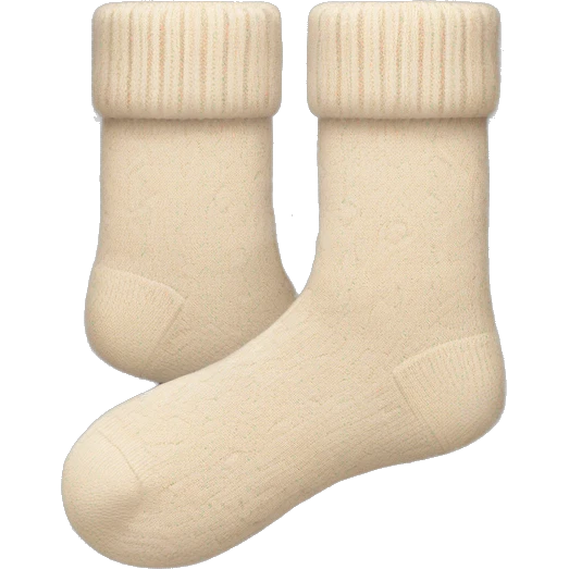 Pair of cozy winter socks beige emoji
