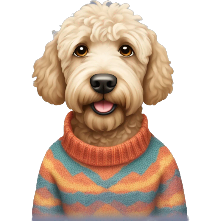 Labradoodle wearing Sweater with 2025 Print  emoji