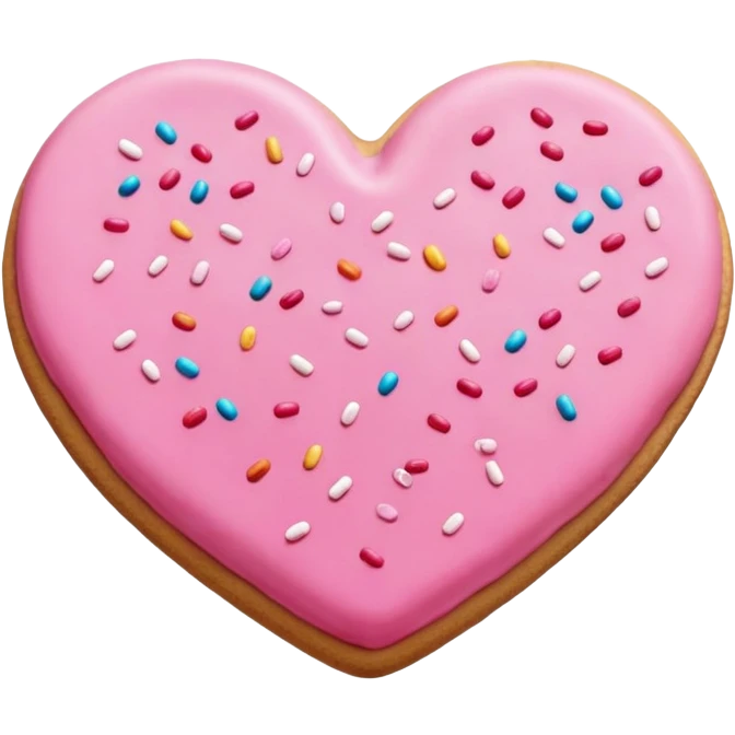 heartshaped pink cookie with sprinkles emoji