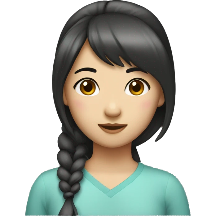 Asian girl with a side ponytail and side bangs emoji