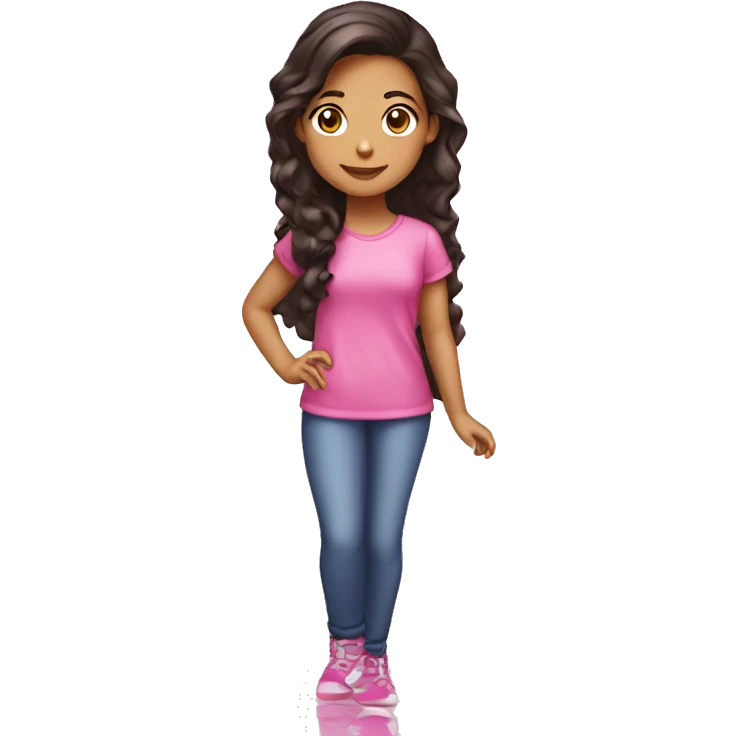 dark haired lightskin girl long hair  playing pink nintendo ds emoji