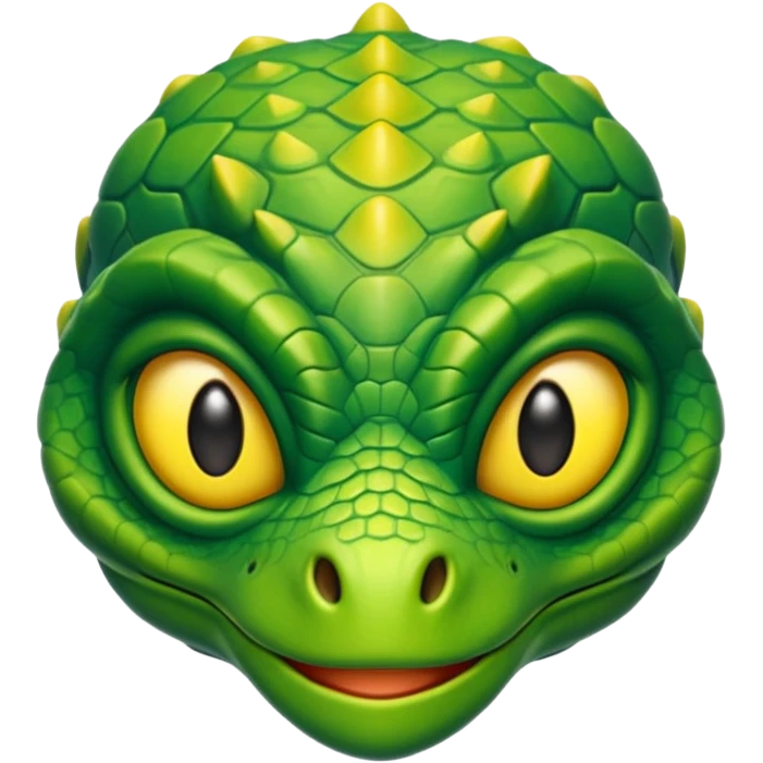 Reptilian alien head, green scales, yellow eyes, cartoon emoji, no background emoji