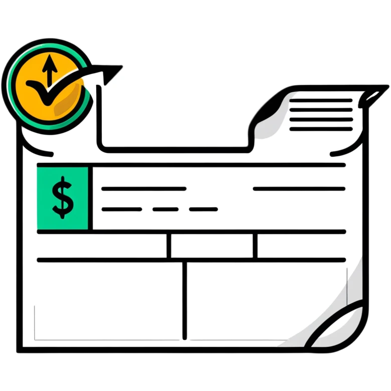 A receipt with a circular return arrow, representing a return policy emoji