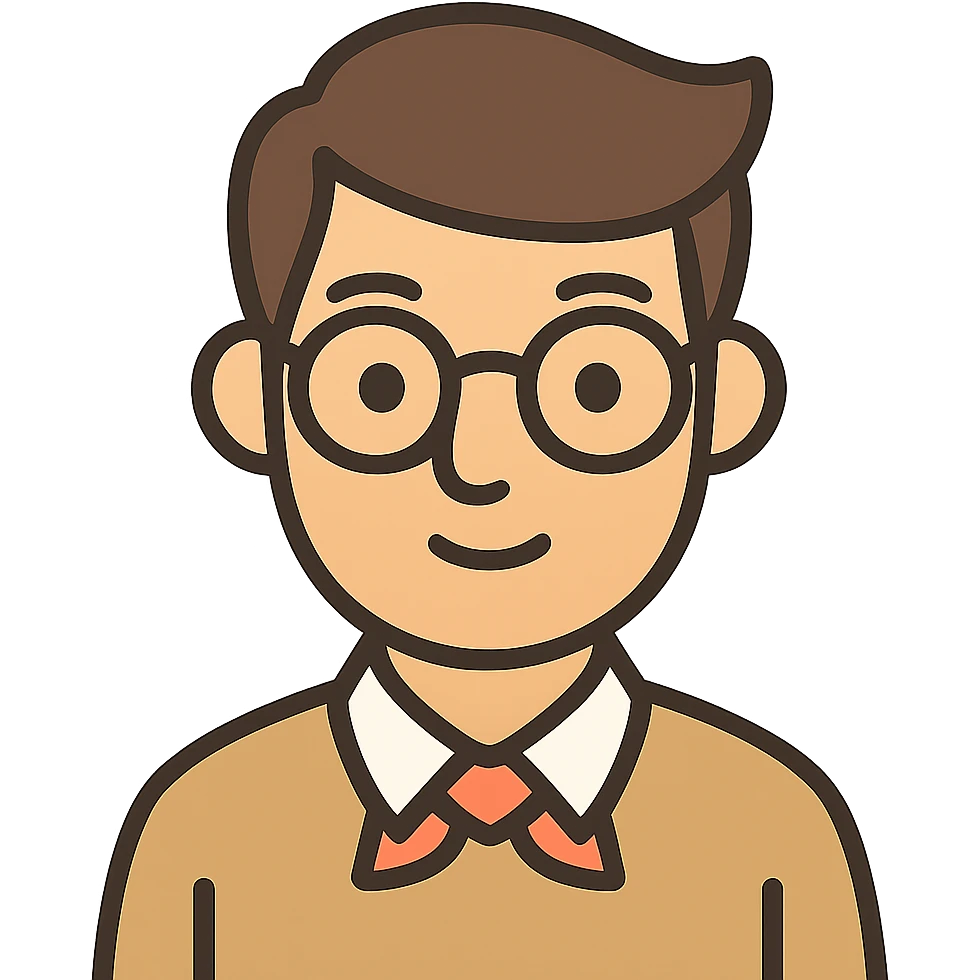flat toon style nerdy guy with glasses emoji