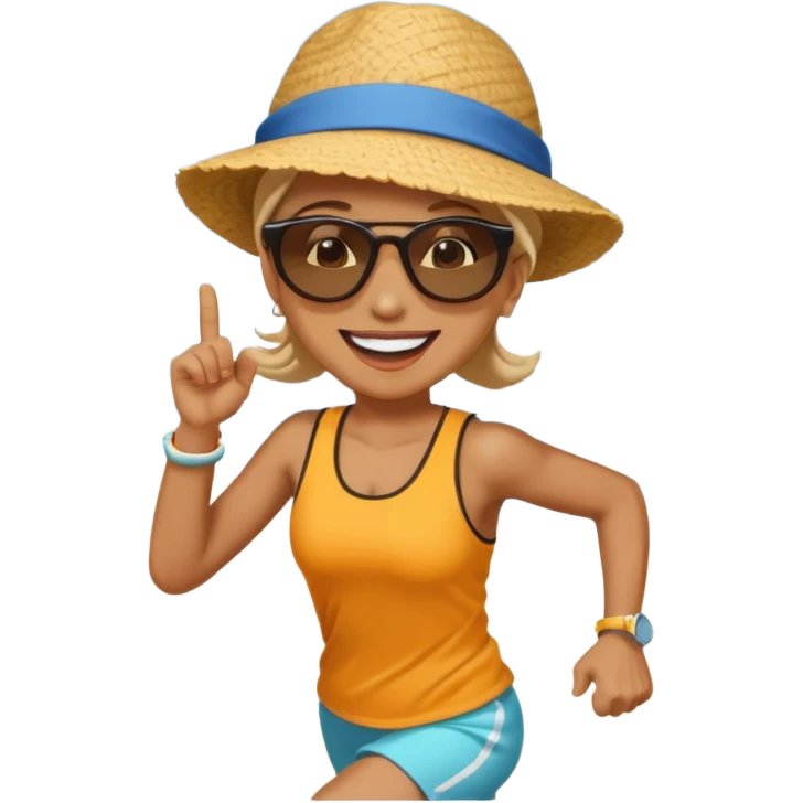 一个人在海边吹着海风很开心的在跑步 emoji