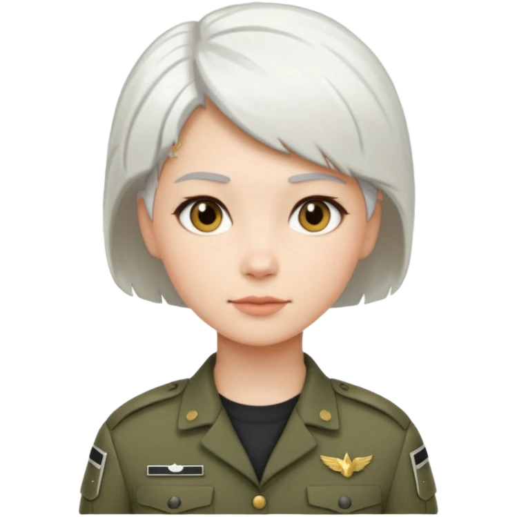 female soldier white hair style emoji